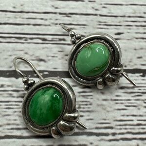 Vintage-Inspired Silver and Green Earrings